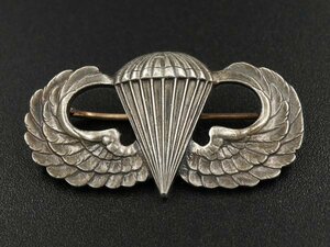 WW2 US ARMY AIRBORNE ビンテージ シルバー製 ジャンプ ウイング 空挺兵 ミリタリー ピン バッジ エアボーン 米軍 徽章 アメリカ軍