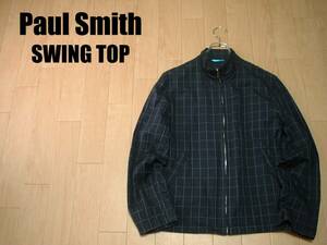 高級Paul Smithスイングトップ M美品ネイビー紺グラフチェック正規ポールスミスドリスラージャケットG9ハリントンバラクータ定価29,000円