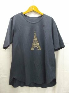 美品★Bon Sens◎ボンサンス/ラインストーン/Tシャツ/ネイビー/紺/40サイズ