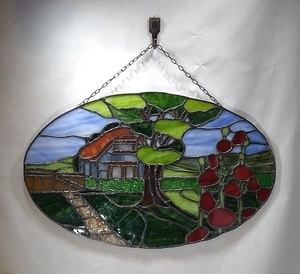 [新品未使用] [ハンドメイド] [ステンドグラス] 壁掛け 風景 ★約28cm×43.5cm★