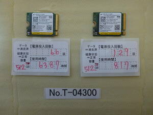 管理番号　T-04300 / SSD / Micron / M.2 2230 / NVMe / 512GB / 2個セット / ゆうパケット発送 / データ消去済み / ジャンク扱い