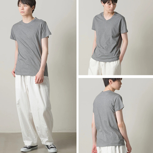 2枚組【OMNES】XL メンズ 天竺編みコットン Color:192-チャコール Vネック半袖Tシャツ アンダーウェア オーガニックコットン HAPTIC