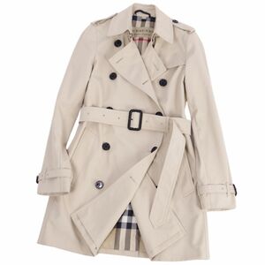 美品 バーバリー BURBERRY コート トレンチコート コットン 裏チェック アウター レディース IT36(S相当) ベージュ cf01om-rm11e26686