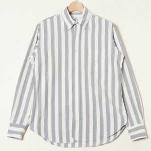 【1円スタート】BROOKS BROTHERS ブルックスブラザーズ ストライプ長袖ボタンダウンシャツ 綿オックス カジュアル 青×白 BB1 USA製