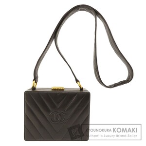 CHANEL シャネル Vステッチ ココマーク ショルダーバッグ ラムスキン レディース 中古