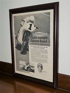 1965年 USA 洋書雑誌広告 額装品 Harley-Davidson KR750 ハーレーダビッドソン Roger Reiman ロジャー・レイマン Daytona 200 ( A4 size ）