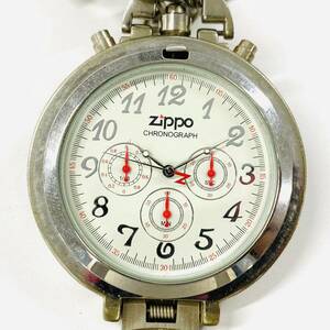 E604-Z9-526 ★ zippo ジッポ TIME POCKET タイムポケットシリーズ 06 クロノグラフ クオーツ 懐中時計 チェーン付き 3針 シルバー 時計 ④