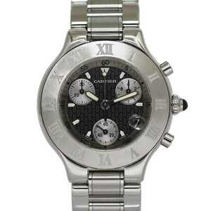 カルティエ 腕時計 文字盤:ブラック、ケース・ベゼル・ブレス:シルバー W10172T2 f-20146 メンズ 新品