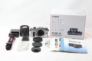 ◆新品同様◆キヤノン Canon EOS M 18-55 IS STM レンズキット シルバー 付属品満載 元箱◇M43854