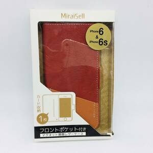 未使用撮影時開封品・MiraiSell(ミライセル) iPhone 6・6S 用 手帳型 スマホケース ストラップ取り付けOK! フリーポケット付