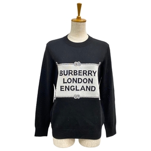 BURBERRY バーバリー 8024421 ニット セーター トップス 長袖 ロゴ ウール ブラック [サイズ XS]