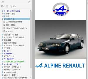 ALPINE V6 V6GT V6ターボ GTA マニュアル多数セット 整備書 パーツリスト オーナーズマニュアル その他多数　ルノー　アルピーヌ