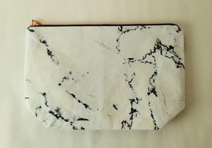 renna deluxe MARBLE bag Lサイズ／ マーブル ホワイト バッグ メイクアップバッグ ポーチ ペンシルケース ローズゴールドコッパージッパー