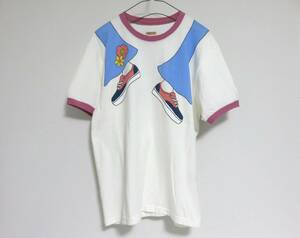 送料無料 新品 KAPITAL 20/天竺 リンガーT 2 ホワイト ピンク 日本製 キャピタル リンガー Tシャツ