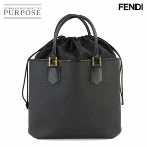 フェンディ FENDI ズッキーノ トート バッグ キャンバス レザー ブラック 8BH240 ゴールド 金具 Tote Bag 90225178