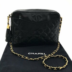 CHANEL シャネル ココマーク 本リザード フリンジ チェーン ショルダー バッグ ブラック 良品 M10031