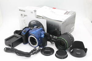 Y677【元箱付き】ペンタックス Pentax K30 ブルー SMC Pentax-DA 18-135mm F3.5-5.6 ED AL｛IF｝DC WR デジタル一眼レンズセット ジャンク