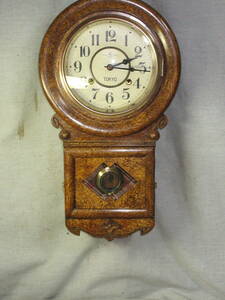 柱時計　8インチペイント文字盤　舘本時計製　頭丸　古時計　完動品
