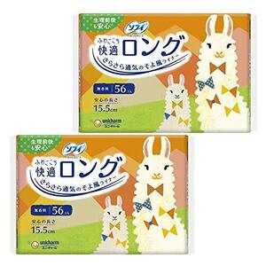 【まとめ買い】ソフィ ふわごこち 快適ロング 無香料 56コ入×2個パック(unicharm Sofy)