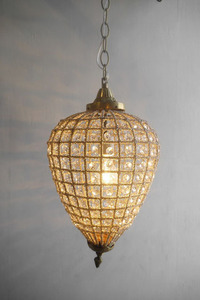 アンティーク調　フランス　ガラス装飾　1灯シャンデリア　C [pc-582]　ライト　ランプ