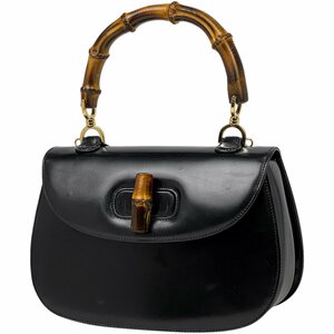 グッチ GUCCI バンブー ハンドバッグ 2WAY ショルダーバッグ 000010633 ハンドバッグ レザー ブラック レディース 【中古】