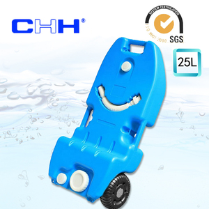 【CHH-563】 大容量 25L 車輪付き ウォータータンク 給水排水タンク タイヤ付き キャンピングカー キャンピングトレーラー ブルー
