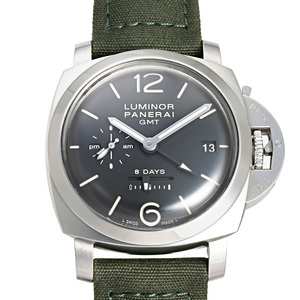 パネライ PANERAI ルミノール1950 8デイズ GMT PAM00233 シルバー/ブラック文字盤 中古 腕時計 メンズ