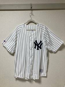 美品 90s USA製 RUSSELL ラッセル MLB ニューヨーク ヤンキース ユニフォーム ベースボールシャツ サイズL コットン100% ビンテージ