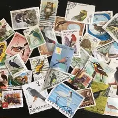 海外ヴィンテージ使用済み切手（鳥のコラージュ切手）ランダム100枚
