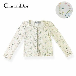 ★激レア美品/ベビー・キッズ商品★ Christian Dior クリスチャン・ディオール 花柄 ボタン カーディガン 長袖 ホワイト 白 4A 100cm