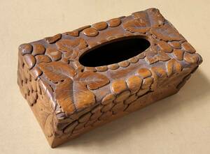 木彫りティッシュケース　ボックス