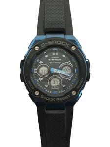 CASIO◆ソーラー腕時計・G-SHOCK/デジアナ/ラバー/BLK/BLK/GST-W300G-1A2JF