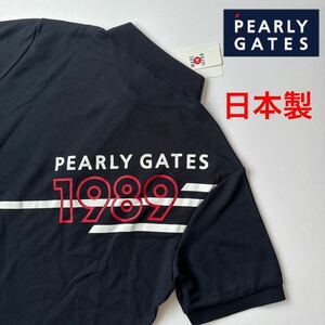 6/XL 日本製/パーリーゲイツ/PEARLY GATES/カッコイイ/半袖ポロシャツ/高機能/ゴルフシャツ/ゴルフウェア/ネイビー　紺　NV
