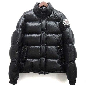 モンクレール MONCLER エベレスト ダウン ジャケット ジップアップ 収納フード デカワッペン ブラック 黒 1 メンズ