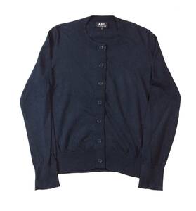 A.P.C. アーペーセー コットン/カシミヤ ニットカーディガン セーター ネイビー 薄手 クルーネック レディース S 送料250円