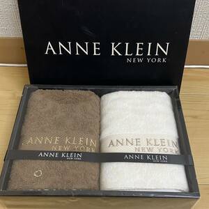 ANNE KLEIN　アンクライン　ウォッシュタオル 2枚　ブラウン　ホワイト　箱なし　no.121
