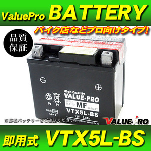 新品 即用式バッテリー VTX5L-BS 互換 YTX5L-BS FTX5L-BS / アドレスV100 ジェベル250XC 110 RG125ガンマ ウルフ125 NF13A バーディー80