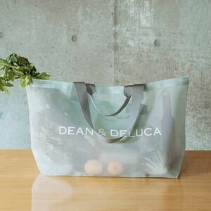 送料無料 新品★DEAN & DELUCA メッシュトートバッグ　ミントブルーBIGサイズ ディーンアンド デルーカ