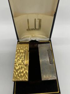  K1234 1円〜 dunhill ダンヒル ガスライター 喫煙具 シルバー ゴールド ローラー 箱付 着火未確認