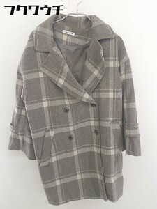 ◇ natural couture ナチュラルクチュール NICE CLAUP チェック 長袖 コート サイズF ベージュ系 レディース