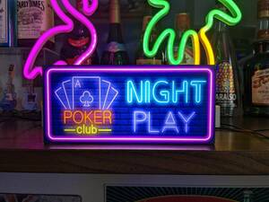 トランプ ポーカー カジノ カード ゲーム マジックバー スナック カウンター テーブル サイン 看板 置物 雑貨 POKER club LED2wayライトBOX