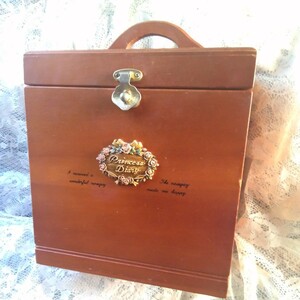昭和レトロ メイクボックス コスメボックス 木製 化粧箱 道具箱　重量感ある高級木製の箱です。　激安