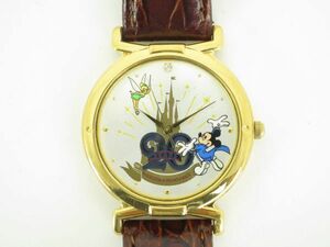 東京ディズニーランド　20周年ウオッチ　腕時計　シルバー文字盤　お洒落な　ゴールド×ブラウン　非売品　E18