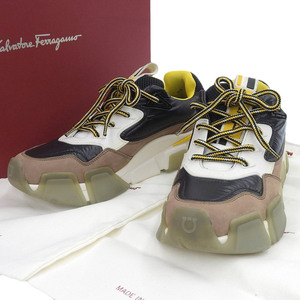 【本物保証】 箱・布袋付 超美品 サルヴァトーレ フェラガモ SALVATORE FERRAGAMO 靴 レザー ナイロン マルチカラー 6 1/2 TZ65561 希少