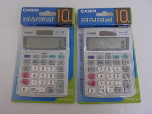 【KCM】1pbg-56-2s★未使用品★【CASIO/カシオ】スタンダード電卓 時間計算・税計算 ミニジャストタイプ 10桁　MW-10A-WE-N　2台セット