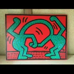 キースヘリング／Keith Haring　油彩画　模写【肉筆サイン、証明書】