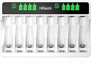 HiQuick 充電池充電器 単3 単4 ニッケル水素 ニカド充電池に対応 急速充電器 LCD画面表示 8独立したスロット 単3形