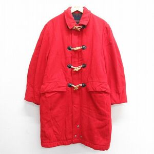 L/古着 マックレガー 長袖 ビンテージ ウール ダッフル コート メンズ 70s ロング丈 タロン 赤 レッド 内側キルティング 23feb07 中古