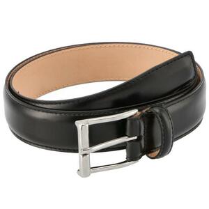 新品未使用◆CROCKETT&JONES クロケット&ジョーンズ　 ベルト SILVER BUCKLE/32MM レザーベルト BLACK 