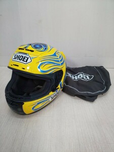 ジャンク☆SHOEI X-Eleven バーミューレン 2 イエロー Lサイズ 59~60cm 収納袋あり☆ フルフェイスヘルメット ショウエイ